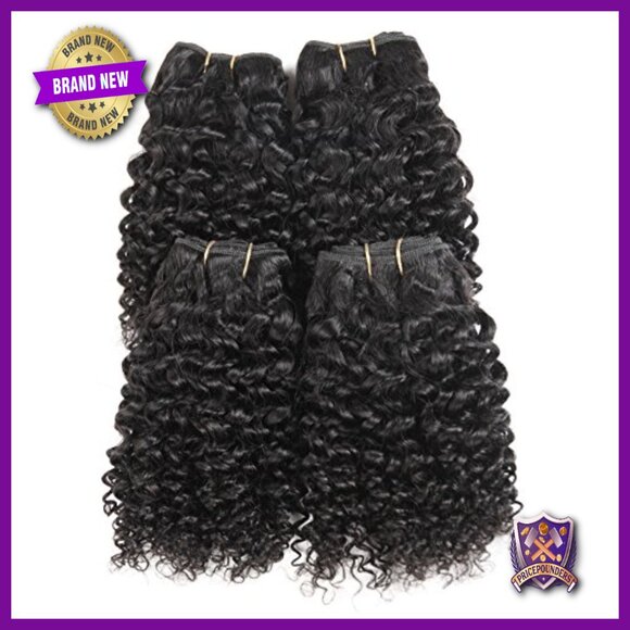 Short Kinky Curly Human Hair Weave 4 Bundles 8 Inch Virgin Brazilian main image 6